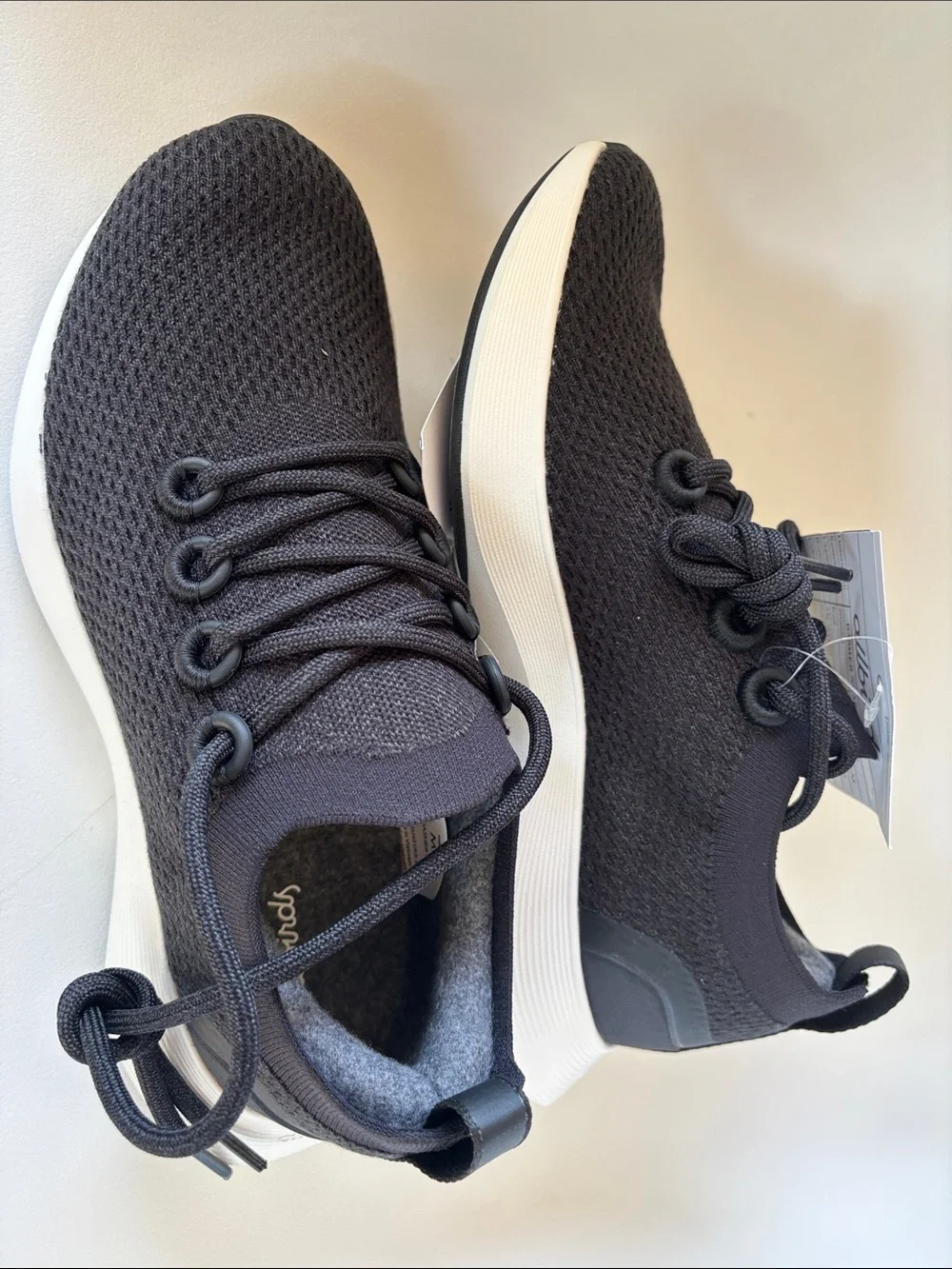 allbirds Dasher, Men’s size 9, Black Knit/White Sole, new condition